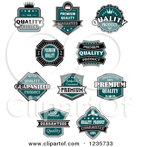 Clipart of Teal Quality Guarantee Labels - Royalty Free Vector Illustration by Vector Tradition SM