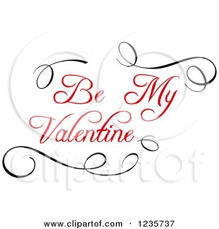Clipart of Be My Valentine Text with Black Swirls 2 - Royalty Free Vector Illustration by Vector Tradition SM