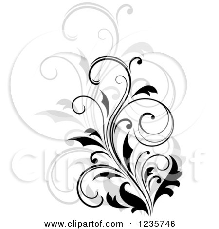 Clipart of a Black Flourish with a Shadow 15 - Royalty Free Vector Illustration by Vector Tradition SM