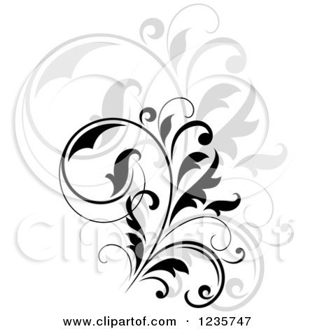 Clipart of a Black Flourish with a Shadow 14 - Royalty Free Vector Illustration by Vector Tradition SM