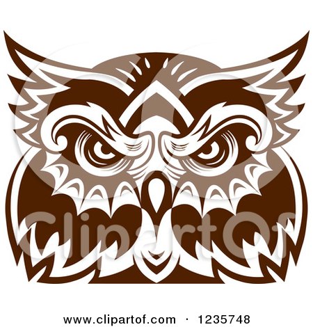 Clipart of a Brown Owl Face 3 - Royalty Free Vector Illustration by Vector Tradition SM