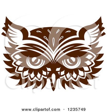 Clipart of a Brown Owl Face 2 - Royalty Free Vector Illustration by Vector Tradition SM