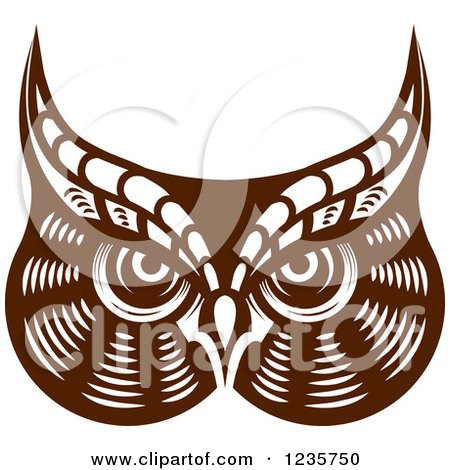 Clipart of a Brown Owl Face - Royalty Free Vector Illustration by Vector Tradition SM