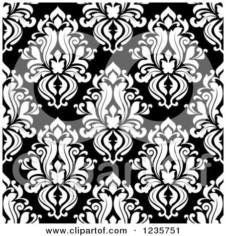 Clipart of a Seamless Black and White Damask Background Pattern 10 - Royalty Free Vector Illustration by Vector Tradition SM