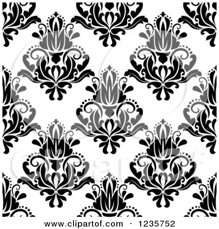 Clipart of a Seamless Black and White Damask Background Pattern 9 - Royalty Free Vector Illustration by Vector Tradition SM