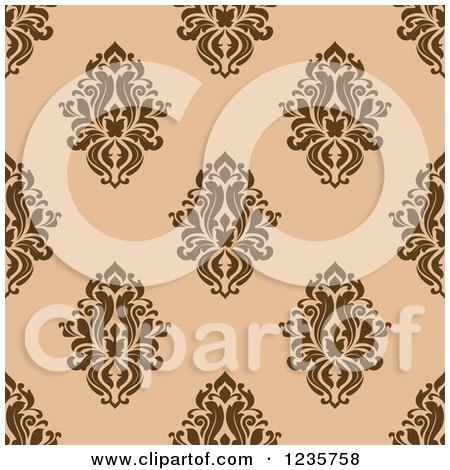 Clipart of a Seamless Brown and Tan Damask Background Pattern - Royalty Free Vector Illustration by Vector Tradition SM