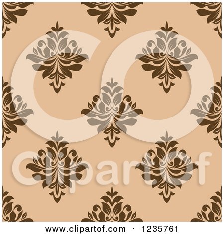 Clipart of a Seamless Brown and Tan Damask Background Pattern 2 - Royalty Free Vector Illustration by Vector Tradition SM