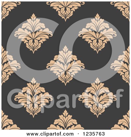 Clipart of a Seamless Tan and Gray Damask Background Pattern - Royalty Free Vector Illustration by Vector Tradition SM