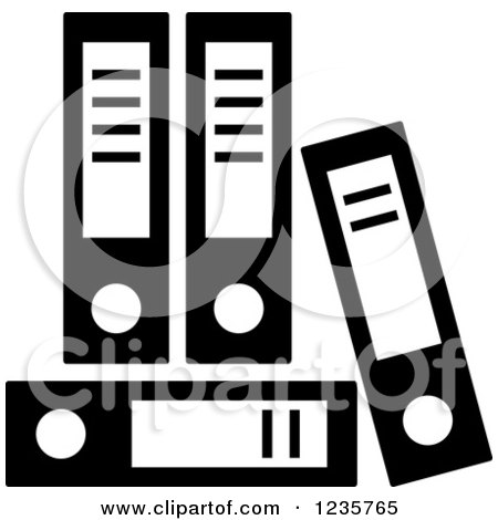 Clipart of a Black and White Binder Office Icon - Royalty Free Vector Illustration by Vector Tradition SM