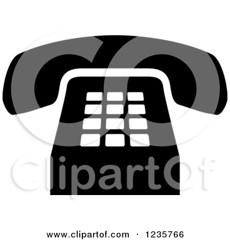 Clipart of a Black and White Desk Telephone Office Icon - Royalty Free Vector Illustration by Vector Tradition SM