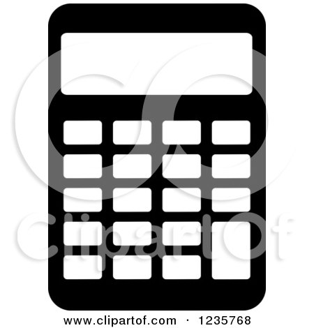 Clipart of a Black and White Calculator Office Icon - Royalty Free Vector Illustration by Vector Tradition SM