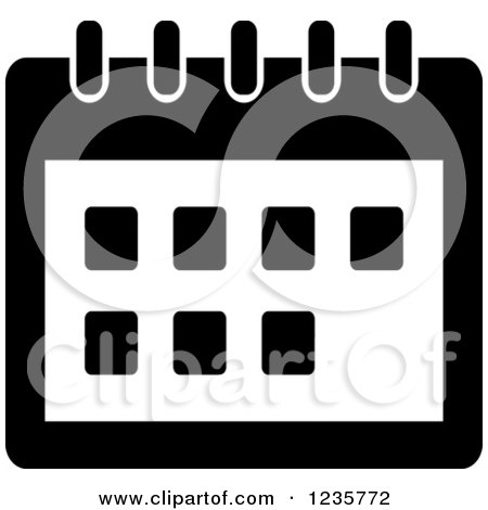 Clipart of a Black and White Calendar Office Icon - Royalty Free Vector Illustration by Vector Tradition SM