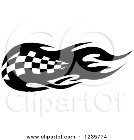 Clipart of a Black and White Flaming Checkered Racing Flag 4 - Royalty Free Vector Illustration by Vector Tradition SM