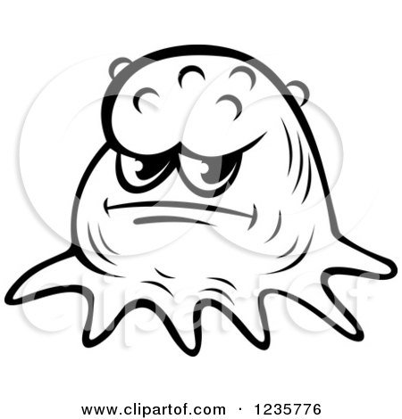 Clipart of a Grumpy Black and White Amoeba or Monster - Royalty Free Vector Illustration by Vector Tradition SM