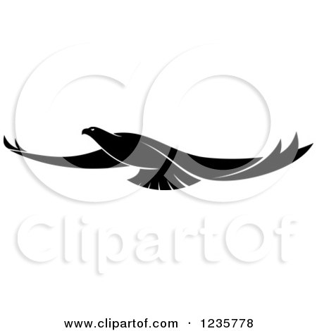 Clipart of a Black and White Flying Falcon 2 - Royalty Free Vector Illustration by Vector Tradition SM