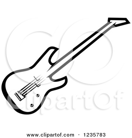 Clipart of a Black and White Electric Guitar 2 - Royalty Free Vector Illustration by Vector Tradition SM