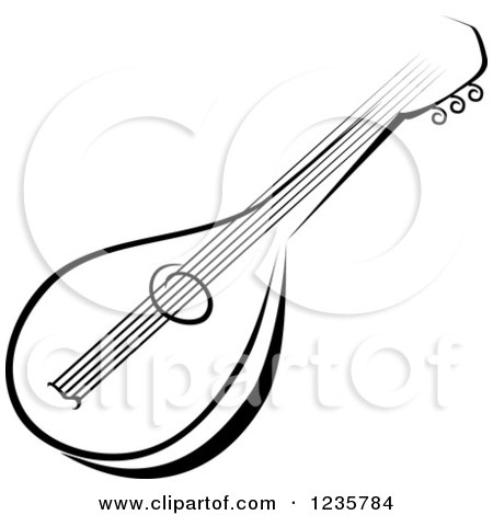 Clipart of a Black and White Banjo - Royalty Free Vector Illustration by Vector Tradition SM
