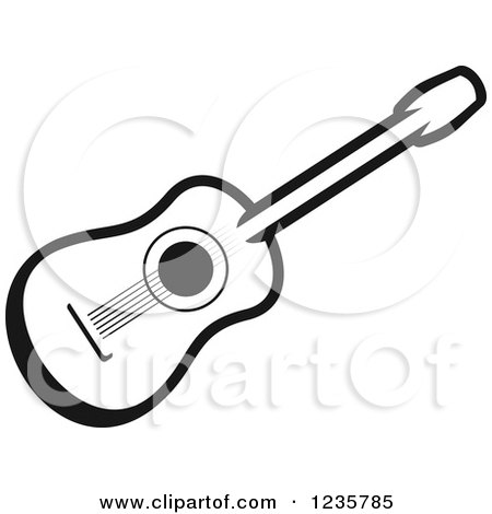 Clipart of a Black and White Guitar - Royalty Free Vector Illustration by Vector Tradition SM