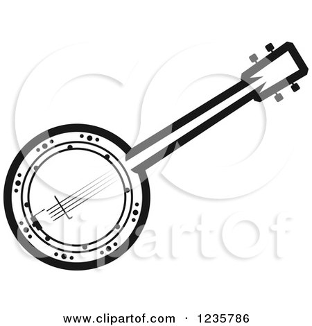 Clipart of a Black and White Banjo 2 - Royalty Free Vector Illustration by Vector Tradition SM