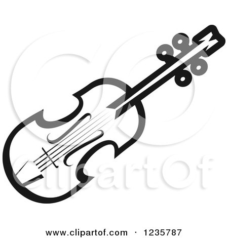 Clipart of a Black and White Violin - Royalty Free Vector Illustration by Vector Tradition SM