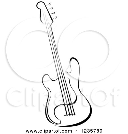 Clipart of a Black and White Electric Guitar - Royalty Free Vector Illustration by Vector Tradition SM
