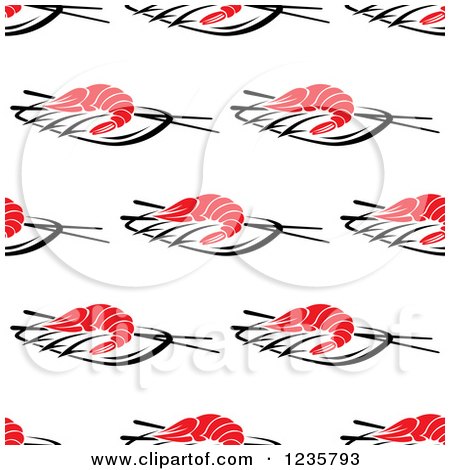 Clipart of a Seamless Shrimp Background Pattern - Royalty Free Vector Illustration by Vector Tradition SM