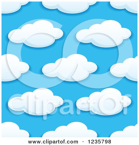Clipart of a Seamless Puffy White Cloud and Blue Sky Background Pattern - Royalty Free Vector Illustration by Vector Tradition SM