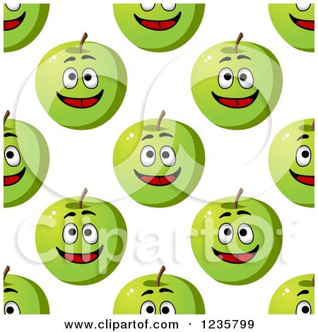Clipart of a Seamless Happy Green Apple Background Pattern - Royalty Free Vector Illustration by Vector Tradition SM