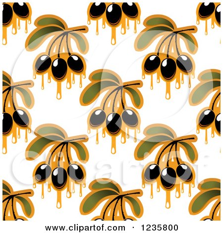Clipart of a Seamless Black Olive and Oil Background Pattern - Royalty Free Vector Illustration by Vector Tradition SM