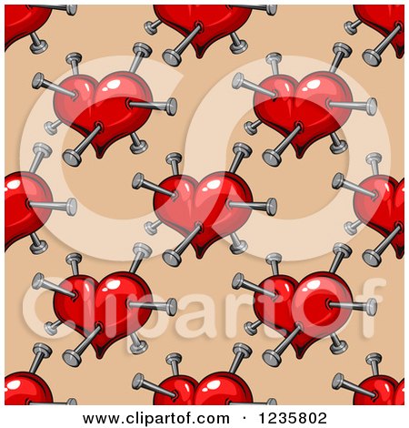 Clipart of a Seamless Heart and Pins Background Pattern - Royalty Free Vector Illustration by Vector Tradition SM