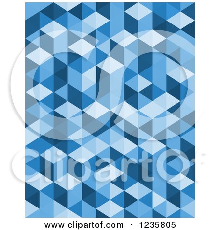 Clipart of a Blue Geometric Cubic Background - Royalty Free Vector Illustration by Vector Tradition SM