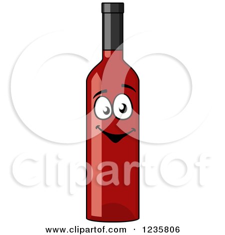 Clipart of a Happy Red Wine Bottle Character - Royalty Free Vector Illustration by Vector Tradition SM