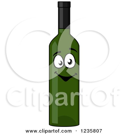 Clipart of a Happy Green Wine Bottle Character - Royalty Free Vector Illustration by Vector Tradition SM