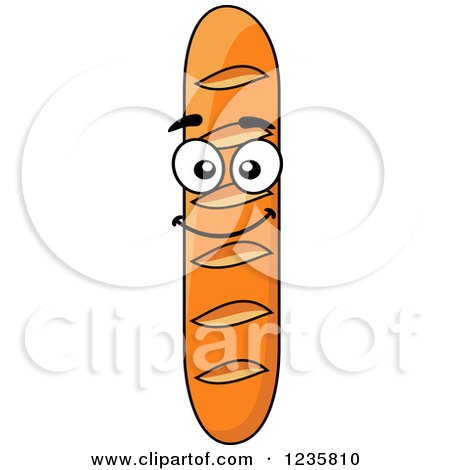 Clipart of a Happy Baguette Bread Character - Royalty Free Vector Illustration by Vector Tradition SM