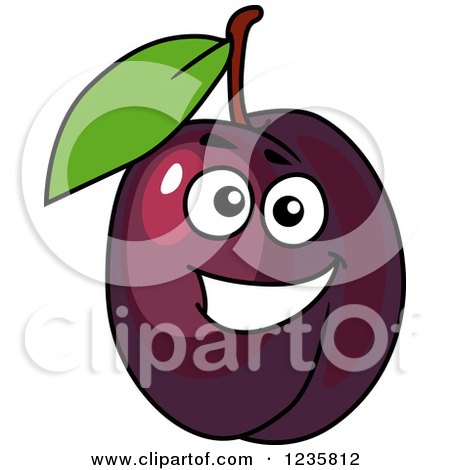 Clipart of a Smiling Plum Character - Royalty Free Vector Illustration by Vector Tradition SM