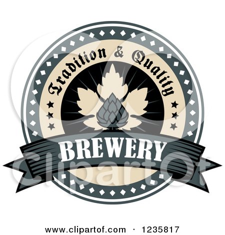 Clipart of a Tradition and Quality Brewery Beer Hops Label - Royalty Free Vector Illustration by Vector Tradition SM