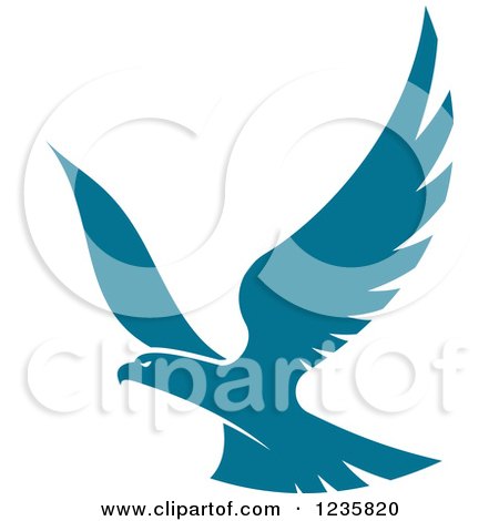 Clipart of a Flying Teal Hawk - Royalty Free Vector Illustration by Vector Tradition SM