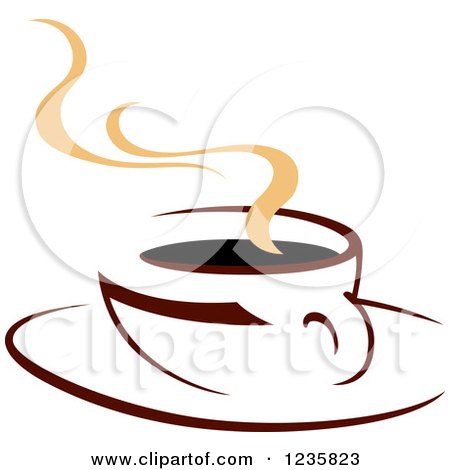 Clipart of a Brown Cafe Coffee Cup with Steam 47 - Royalty Free Vector Illustration by Vector Tradition SM