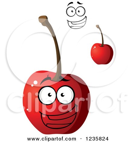 Clipart of a Happy Cherry Character - Royalty Free Vector Illustration by Vector Tradition SM
