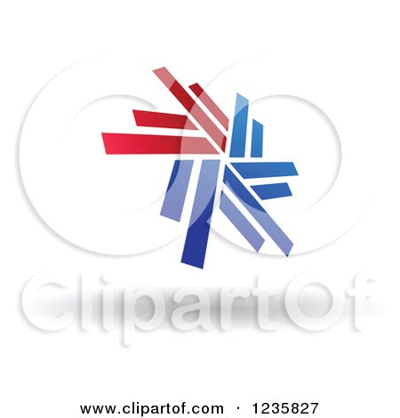 Clipart of a Red and Blue Floating Windmill - Royalty Free Vector Illustration by Vector Tradition SM