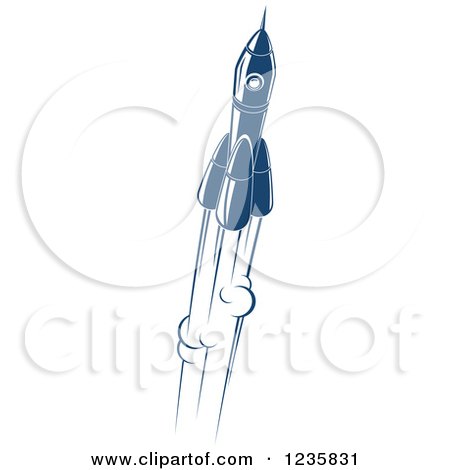 Clipart of a Retro Blue Space Rocket 9 - Royalty Free Vector Illustration by Vector Tradition SM