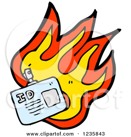 Clipart of a Burning ID Badge - Royalty Free Vector Illustration by lineartestpilot