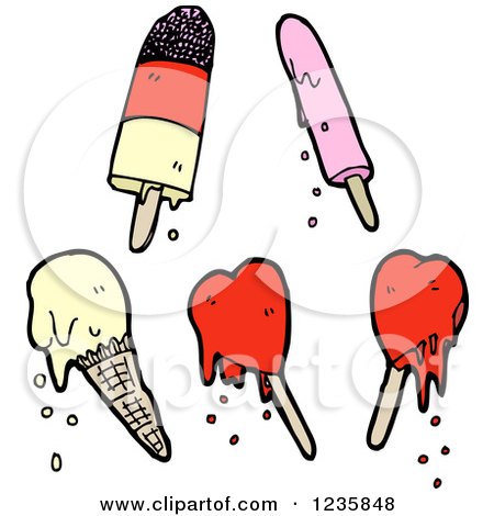 Clipart of Ice Cream and Popsicles - Royalty Free Vector Illustration by lineartestpilot