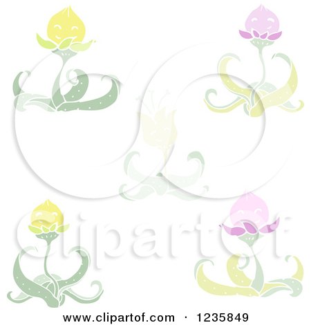 Clipart of Lotus Flowers - Royalty Free Vector Illustration by lineartestpilot