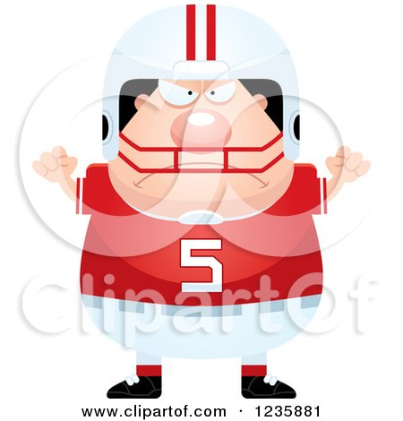 Clipart of a Mad Caucasian Male Football Player - Royalty Free Vector Illustration by Cory Thoman