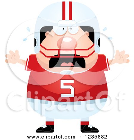 Clipart of a Scared Screaming Caucasian Male Football Player - Royalty Free Vector Illustration by Cory Thoman