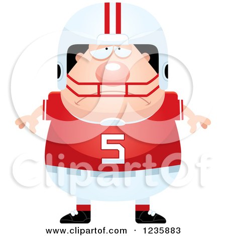 Clipart of a Depressed Caucasian Male Football Player - Royalty Free Vector Illustration by Cory Thoman