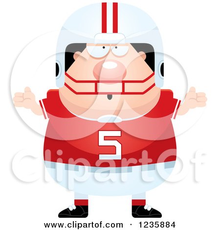 Clipart of a Careless Shrugging Caucasian Male Football Player - Royalty Free Vector Illustration by Cory Thoman