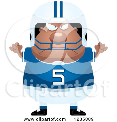 Clipart of a Mad African American Male Football Player - Royalty Free Vector Illustration by Cory Thoman