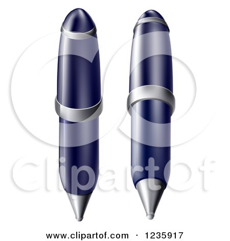 Clipart of Blue and Chrome Pens - Royalty Free Vector Illustration by AtStockIllustration